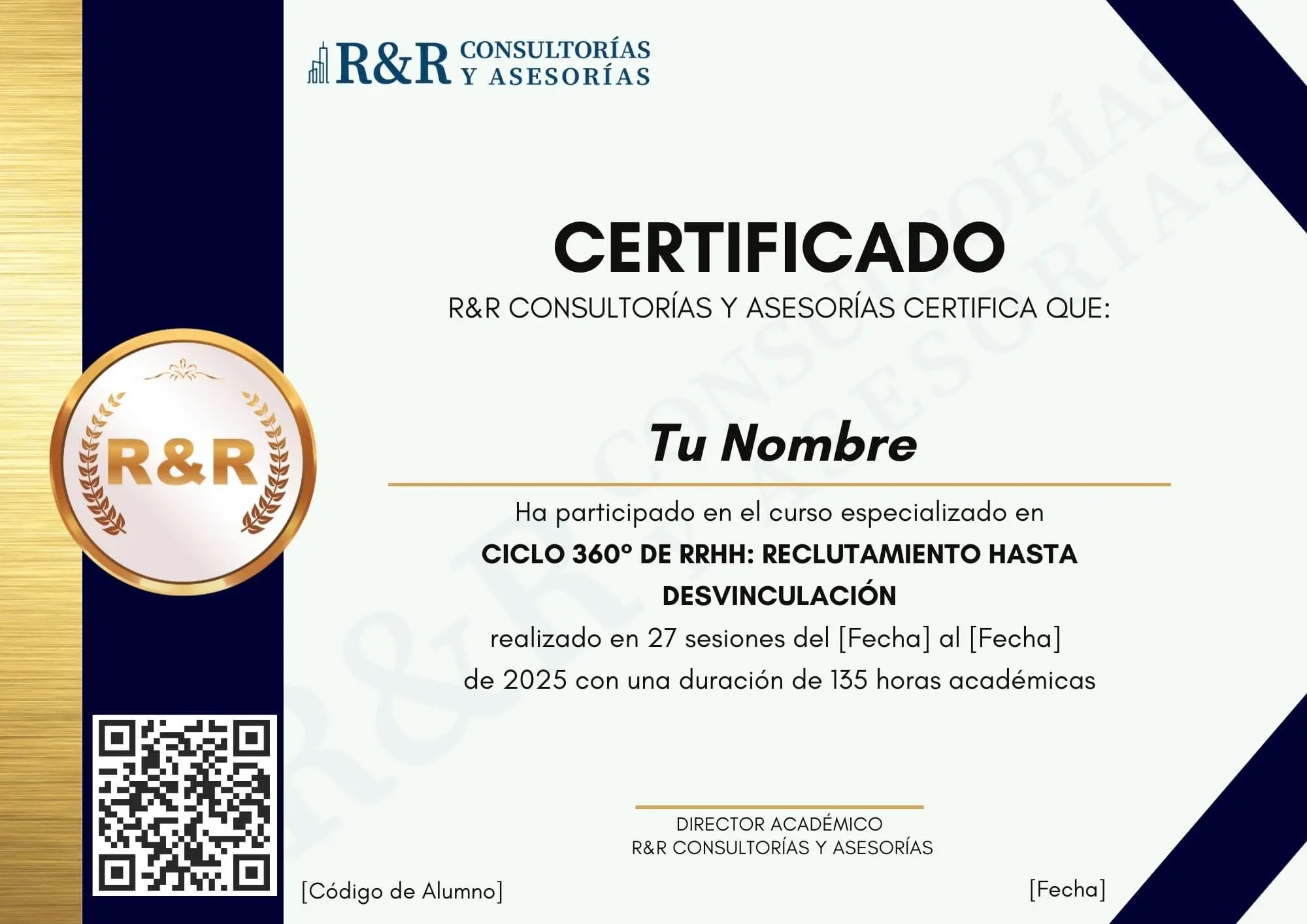 Modelo de certificado con verificación QR