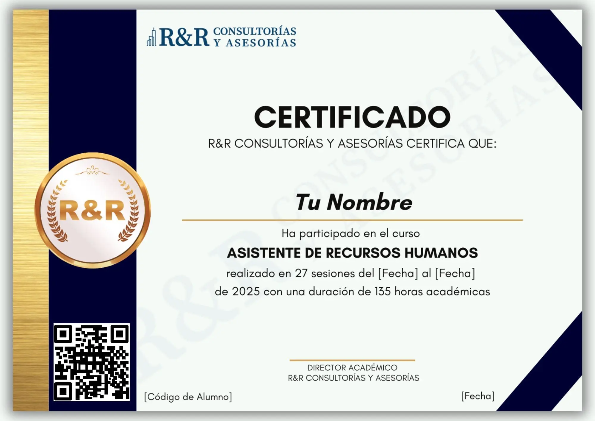 Modelo de certificado con verificación QR